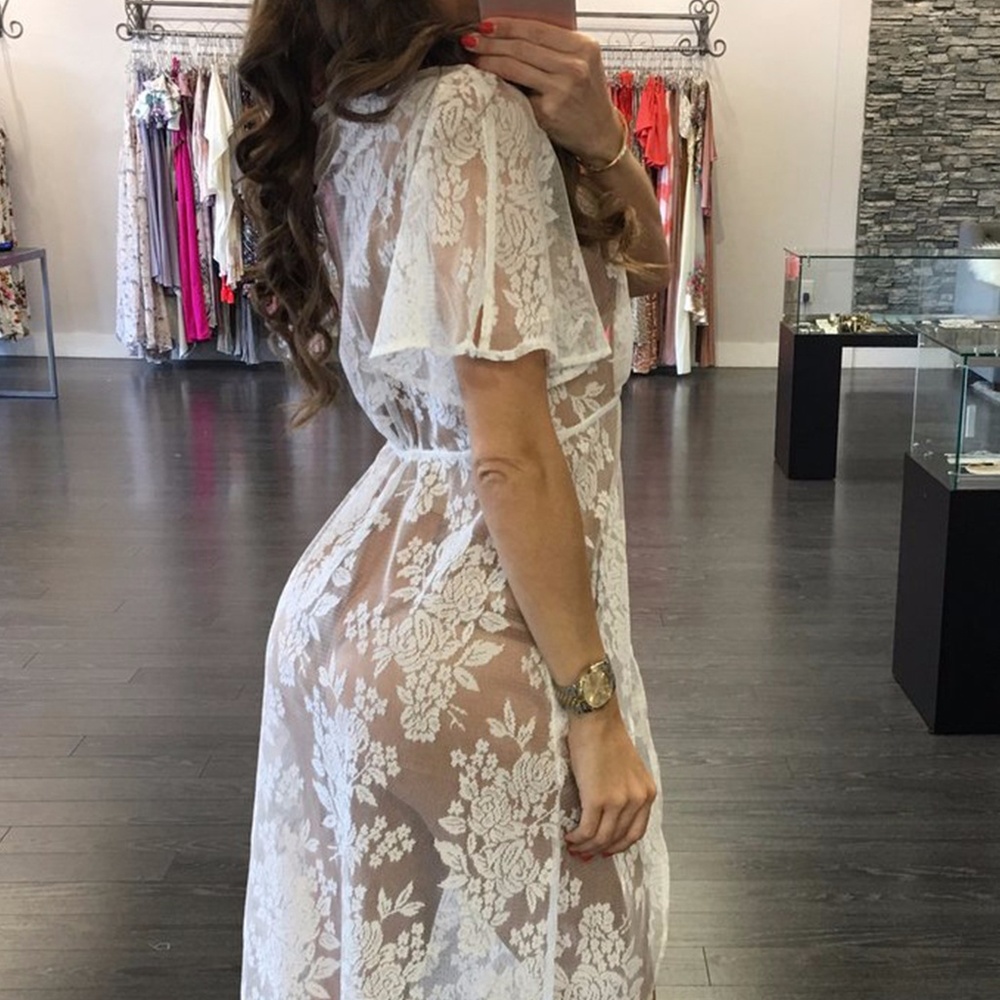 Women 's Sexy Floral Sheer Lace Bikini Cover up - Picture 6 of 8